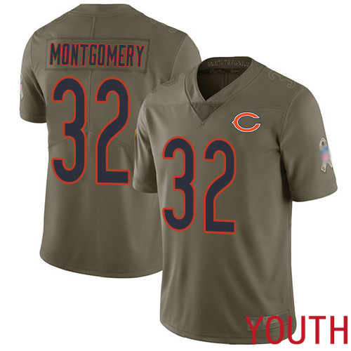 Chicago Bears Limited Olive Youth David Montgomery Jersey NFL Football #32 2017 Salute to Service->chicago bears->NFL Jersey